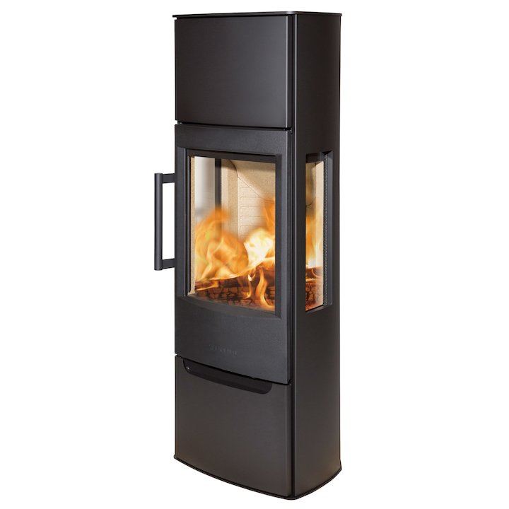 Wiking Miro Tall Wood Stove Black Side Glass Windows - Black