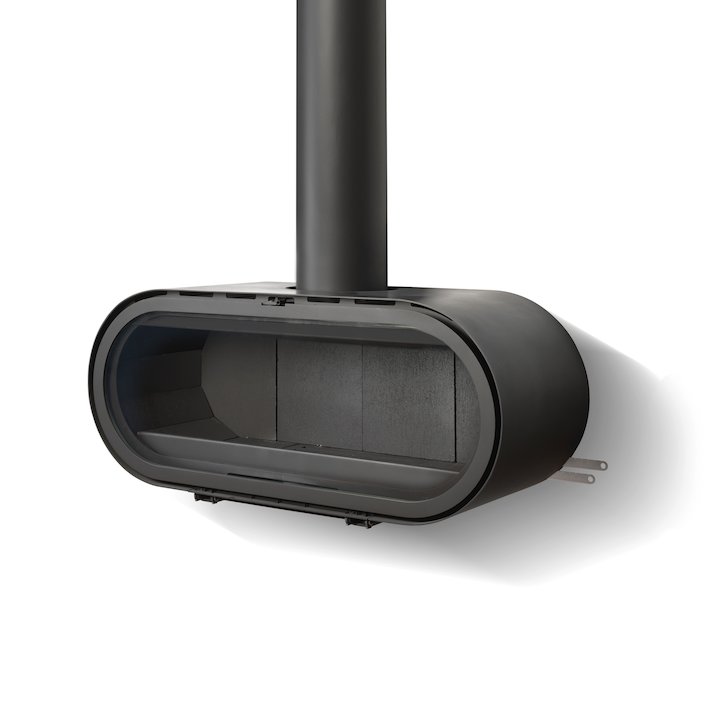 Rocal D8 Wall Mounted Wood Stove - Black