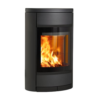 Scan 68 Wall Mounted Wood Stove Black Solid Sides Black Trim