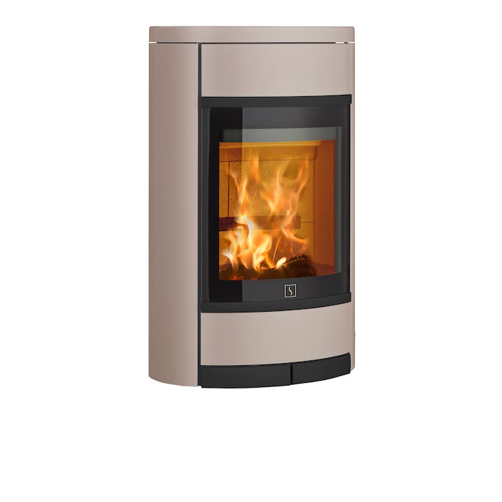 Scan 68 Wall Mounted Wood Stove Champagne Solid Sides Black Trim - Champagne