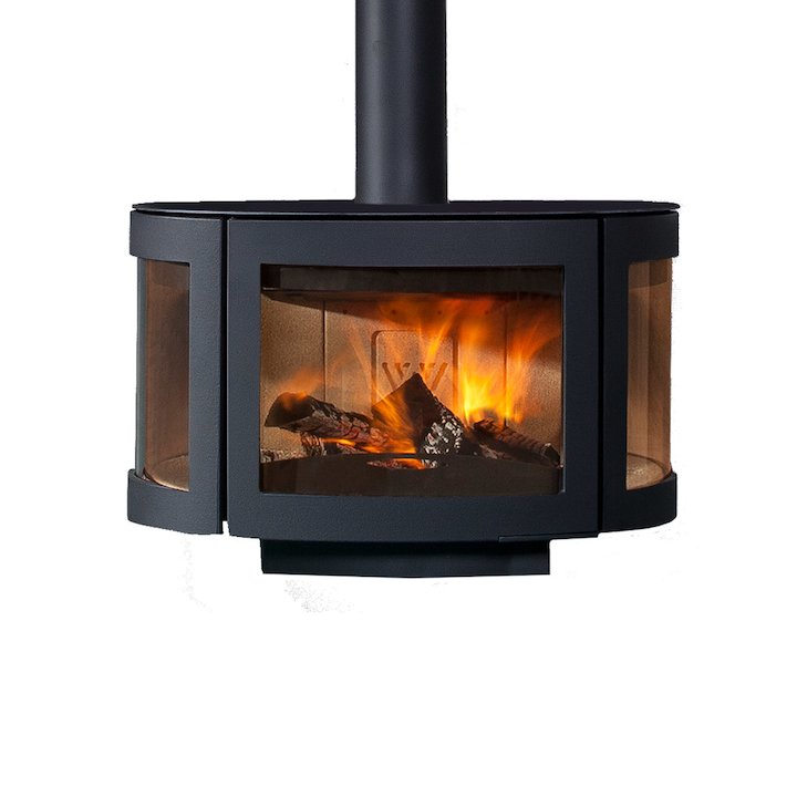 Wanders Black Pearl Wall Mounted Wood Stove - Black