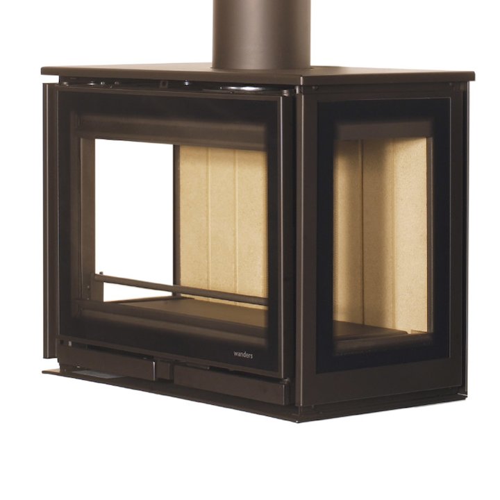 Wanders Square 60 Trilateral Wall Mounted Wall Stove - Black