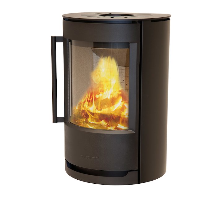 Wiking Luma Wall Mounted Wood Stove Black Solid Sides - Black