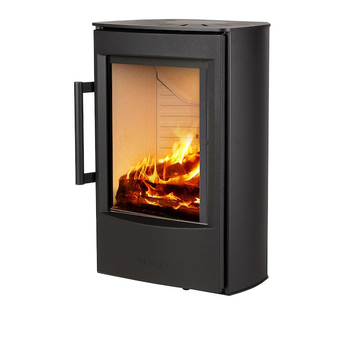 Wiking Miro Wall Mounted Wood Stove Black Solid Sides - Black