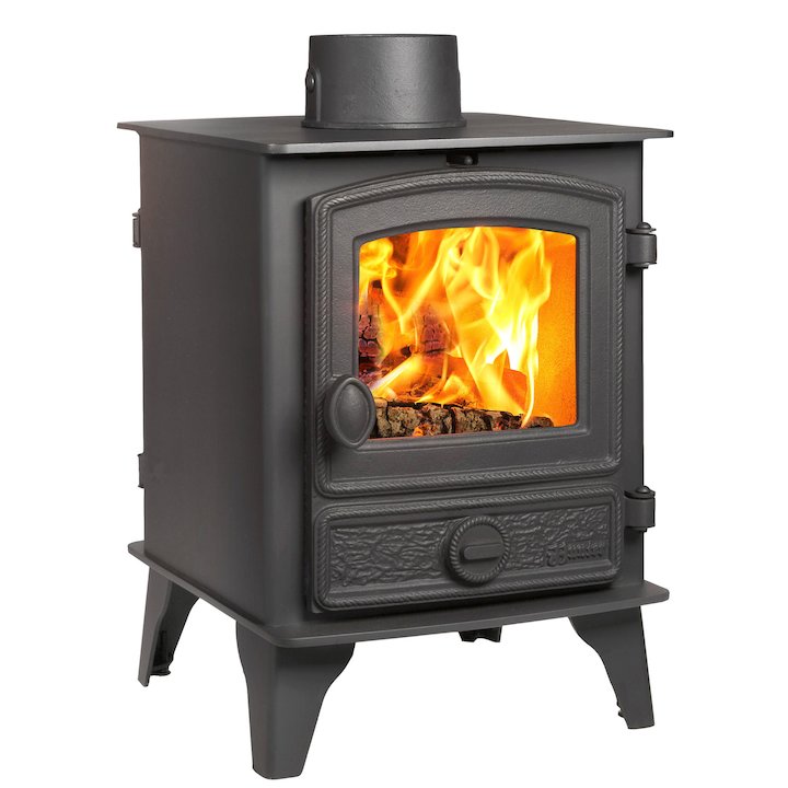 Hunter Hawk 4 Double Sided Wood Stove Black Rope Effect Door - Black
