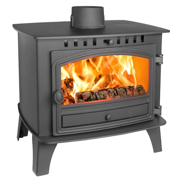 Hunter Herald 14 Double Sided FT Wood Stove Black Single Door - Black