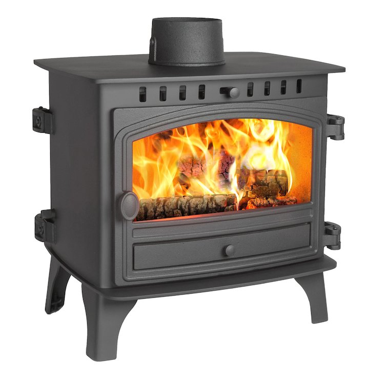 Hunter Herald 8 Double Sided FT Wood Stove Black Single Door - Black