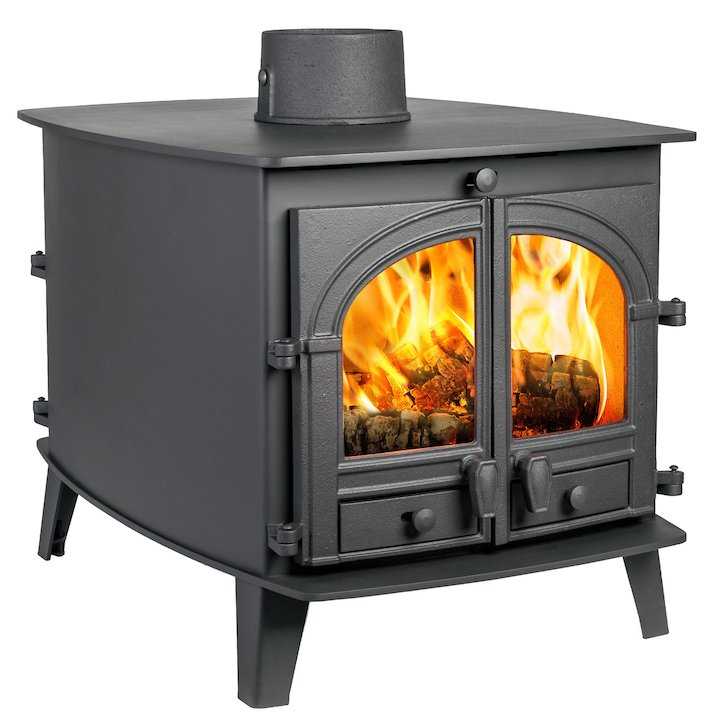 Parkray Consort 7 Double Sided Wood Stove - Double Depth Black Single Door - Black