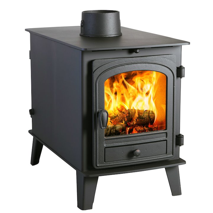 Parkray Consort 4 Double Sided Wood Stove - Double Depth Black Single Door - Black