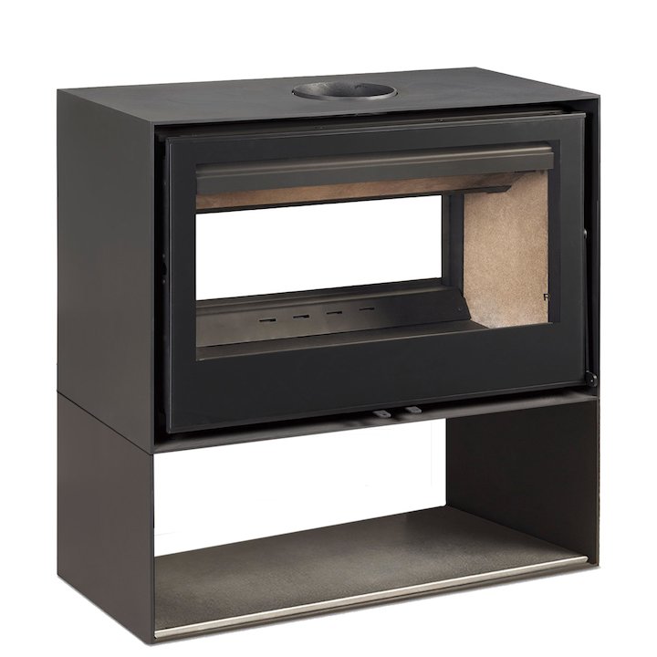 Rocal Habit 100 DC Logstore Double Sided Wood Stove - Black