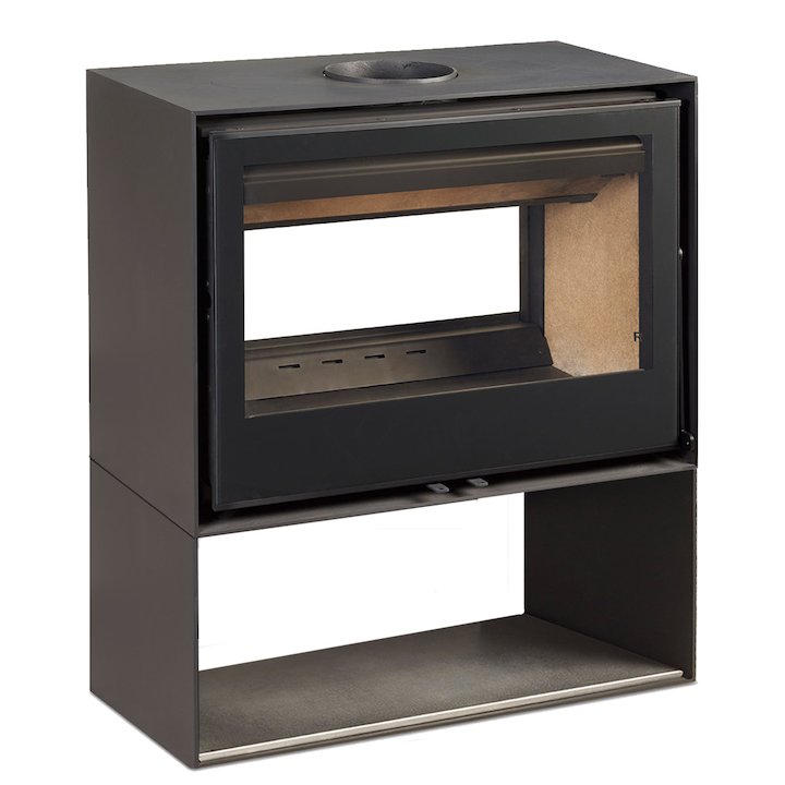 Rocal Habit 80 DC Logstore Double Sided Wood Stove - Black