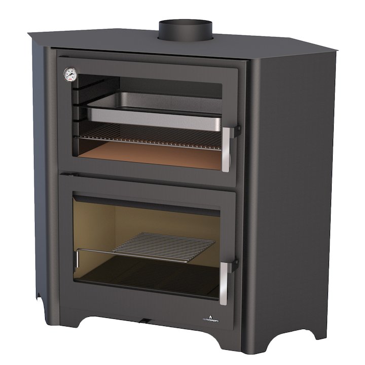 Bronpi Murano-R Wood Cooking Stove - With Oven - Black