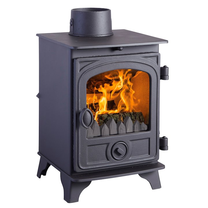 Hunter Hawk 3 Multifuel Stove Black Contemporary Door - Black