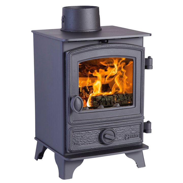 Hunter Hawk 3 Multifuel Stove Black Rope Effect Door - Black