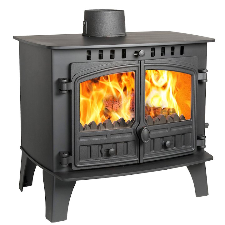 Hunter Herald 14 Multifuel Stove Black Double Doors - Black