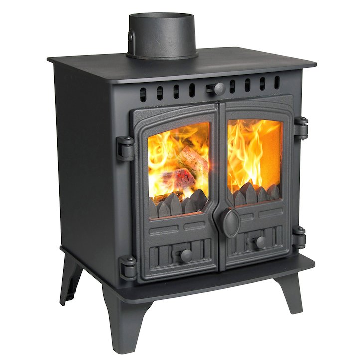 Hunter Herald 4 Multifuel Stove Black Double Doors - Black