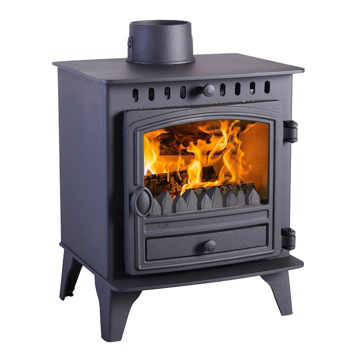 Hunter Herald 4 Multifuel Stove Black Single Door - Black