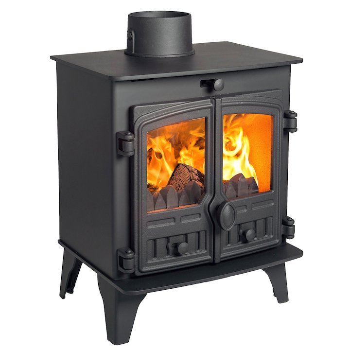 Hunter Herald 5 Compact Multifuel Stove Black Double Doors - Black