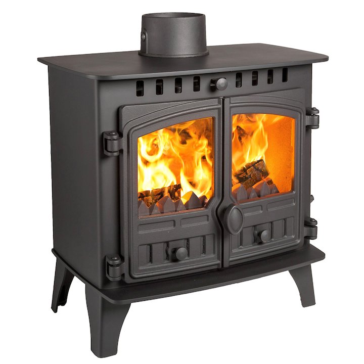 Hunter Herald 5 Slimline Multifuel Stove Black Double Doors - Black