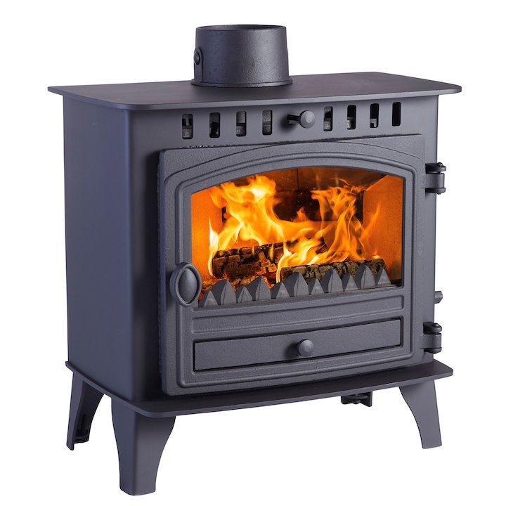 Hunter Herald 5 Slimline Multifuel Stove Black Single Door - Black
