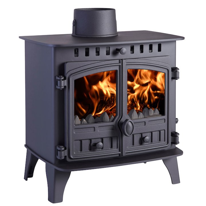 Hunter Herald 6 Multifuel Stove Black Double Doors - Black