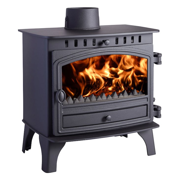 Hunter Herald 8 Multifuel Stove Black Single Door - Black
