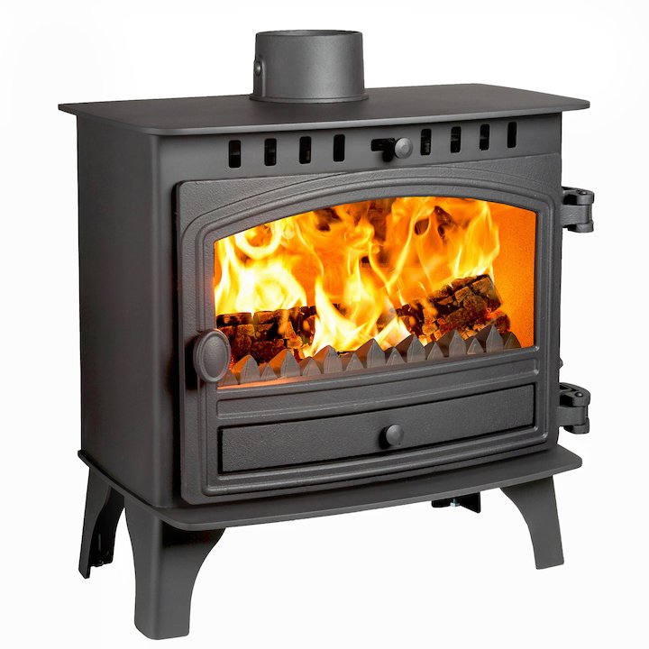 Hunter Herald 8 Slimline Multifuel Stove Black Single Door - Black