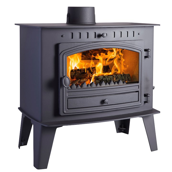 Hunter Herald Inglenook High Multifuel Stove Black Single Door - Black