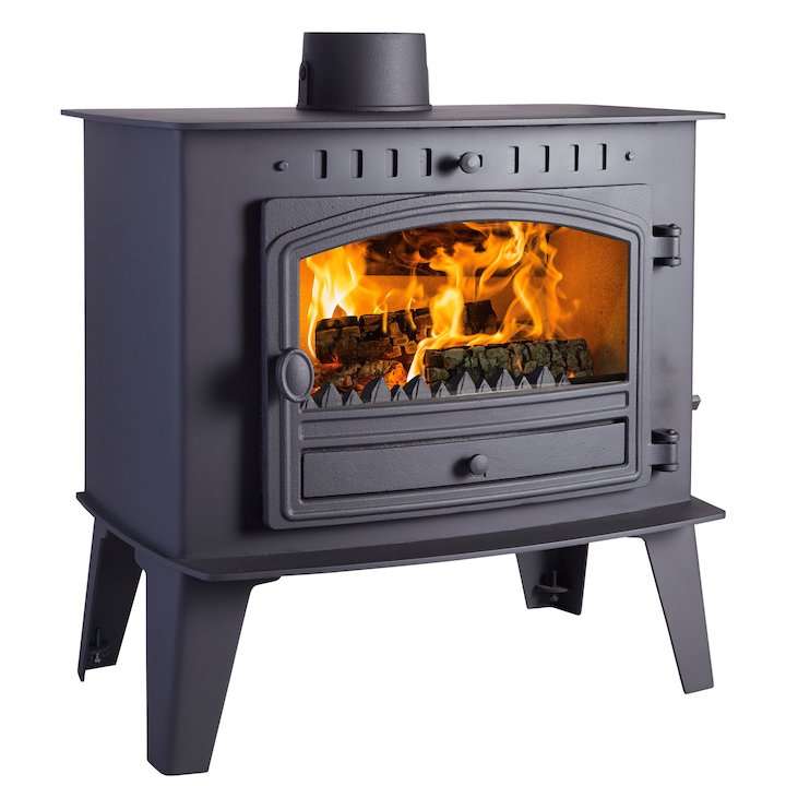 Hunter Herald Inglenook Low Multifuel Stove Black Single Door - Black