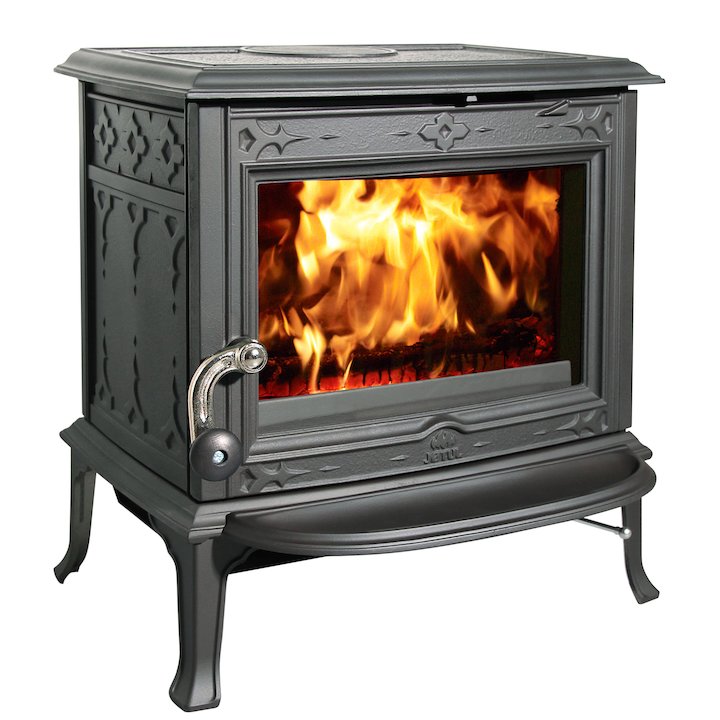 Jotul F100 Multifuel Stove Black Clear Glass Door - Black