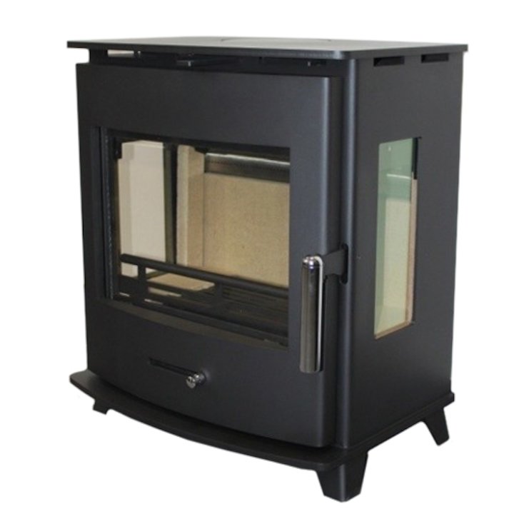 Pevex Newbourne 40FS Multifuel Stove Black Side Glass Windows - Black