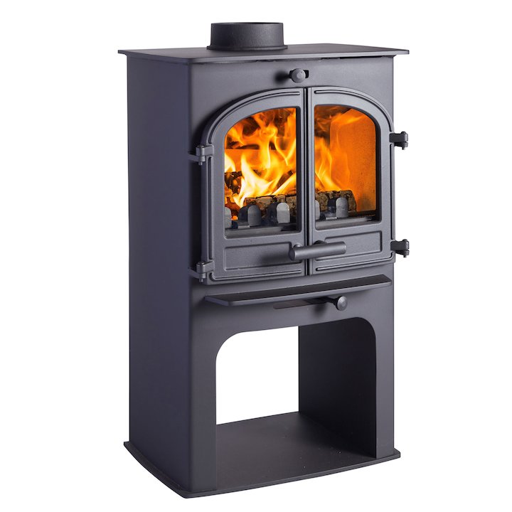 Cleanburn Lovenholm Logstore Multifuel Stove Black Double Doors - Black
