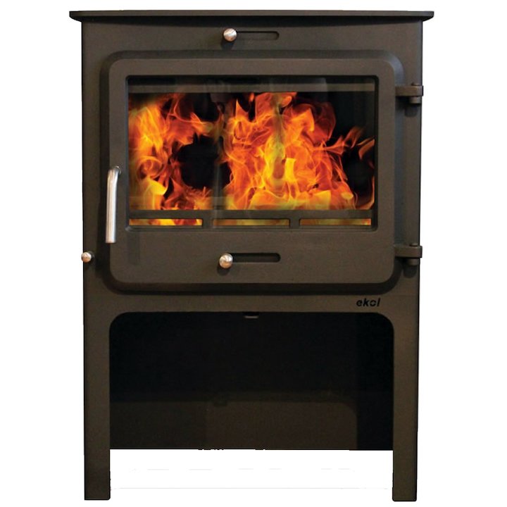 Ekol Clarity Vision Wide Logstore Wood Stove - Black