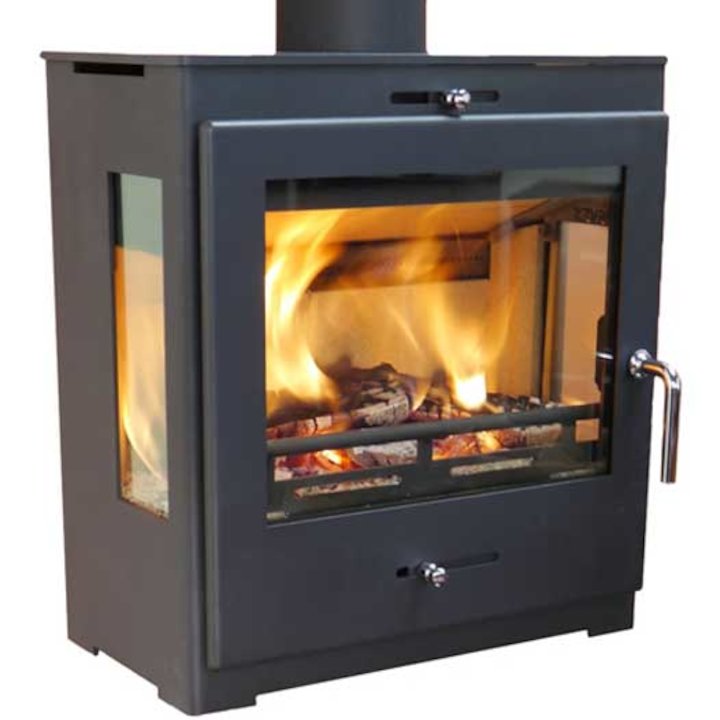 Pevex Bohemia X40 Cube Multifuel Stove Black Side Glass Windows - Black