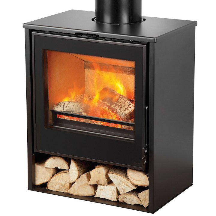 Pevex Serenity 50 Logstore Multifuel Stove Black Open Logstore Static Grate - Black