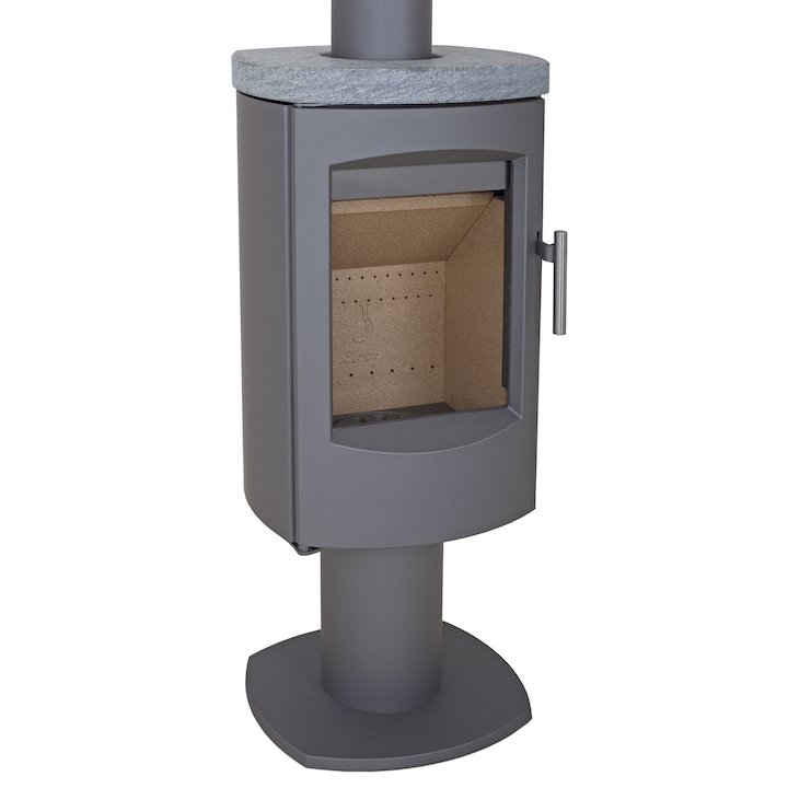 Heta Scanline 7D Multifuel Stove Grey Fixed Pedestal Soapstone Top Plate - Grey