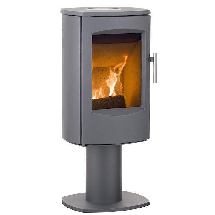 Heta Scanline 7D Multifuel Stove Grey Rotating Pedestal Steel Top Plate - Grey