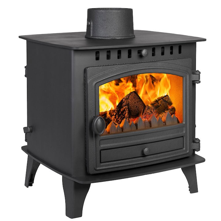 Hunter Herald 6 Double Sided FT Multifuel Stove Black Single Door - Black
