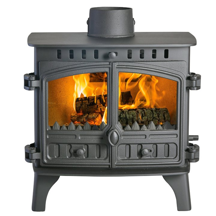 Hunter Herald 8 Double Sided FT Multifuel Stove Black Double Doors - Black