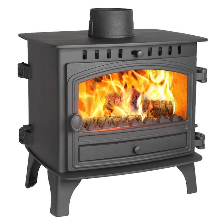 Hunter Herald 8 Double Sided FT Multifuel Stove Black Single Door - Black