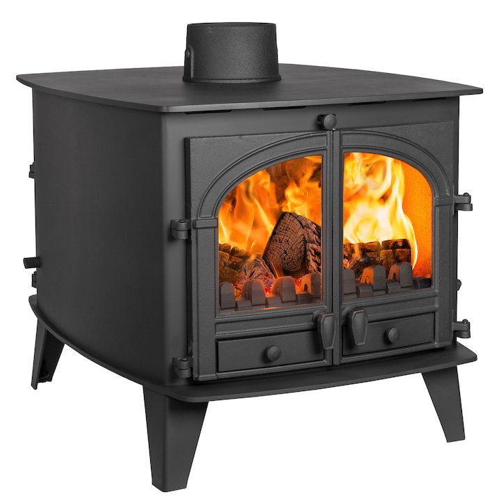 Parkray Consort 9 Double Sided Multifuel Stove - Double Depth Black Double Doors - Black