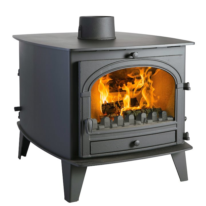 Parkray Consort 9 Double Sided Multifuel Stove - Double Depth Black Single Door - Black