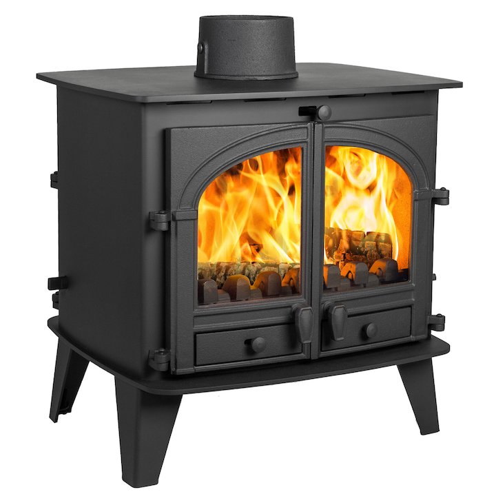 Parkray Consort 9 Double Sided Multifuel Stove Black Double Doors - Black