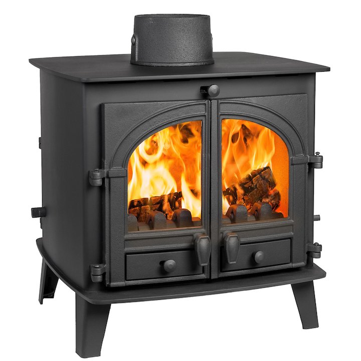 Parkray Consort 7 Double Sided Multifuel Stove Black Double Doors - Black
