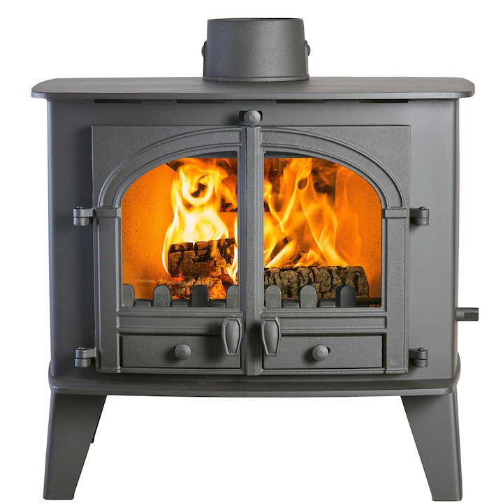 Parkray Consort 15 Double Sided Multifuel Stove Black Double Doors - Black