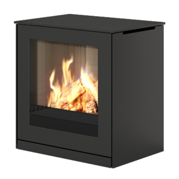 Rais Q-Tee Balanced Flue Gas Stove Black LPG Metal Framed Door - Black