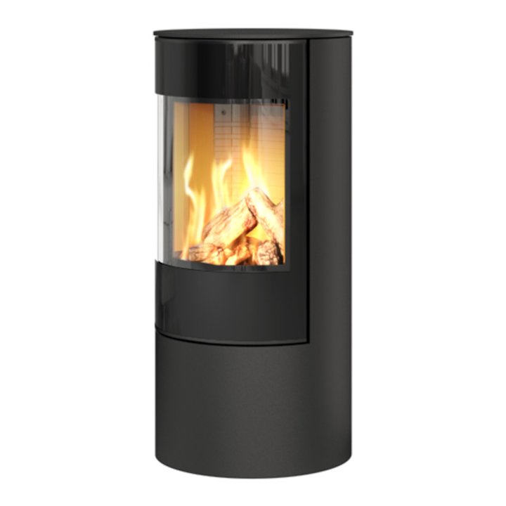 Rais Viva 100L Balanced Flue Gas Stove Black Black Glass Framed Door Solid Sides - Black