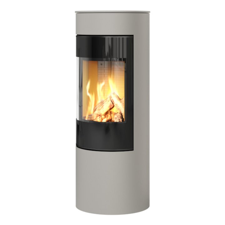Rais Viva 120L Balanced Flue Gas Stove Nickel Black Glass Framed Door Solid Sides - Nickel