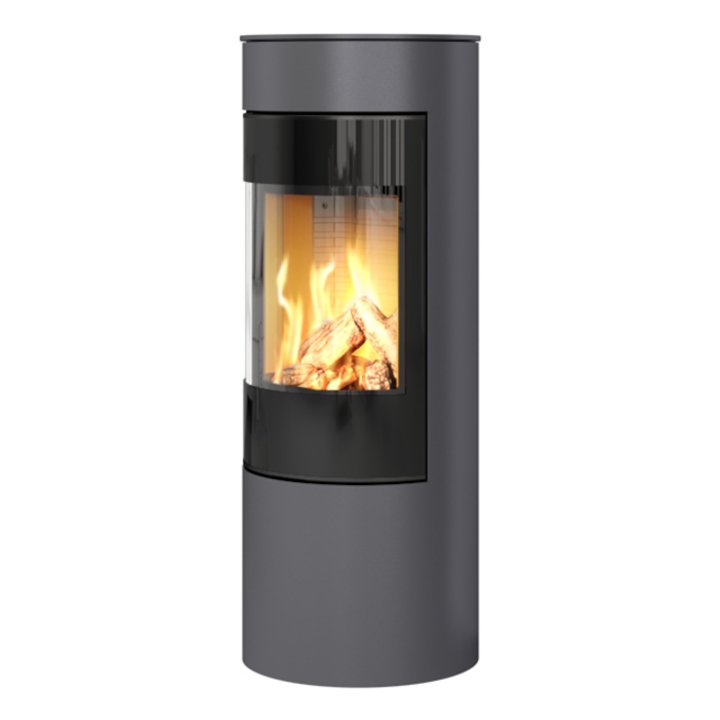 Rais Viva 120L Balanced Flue Gas Stove Platinum Black Glass Framed Door Solid Sides - Platinum
