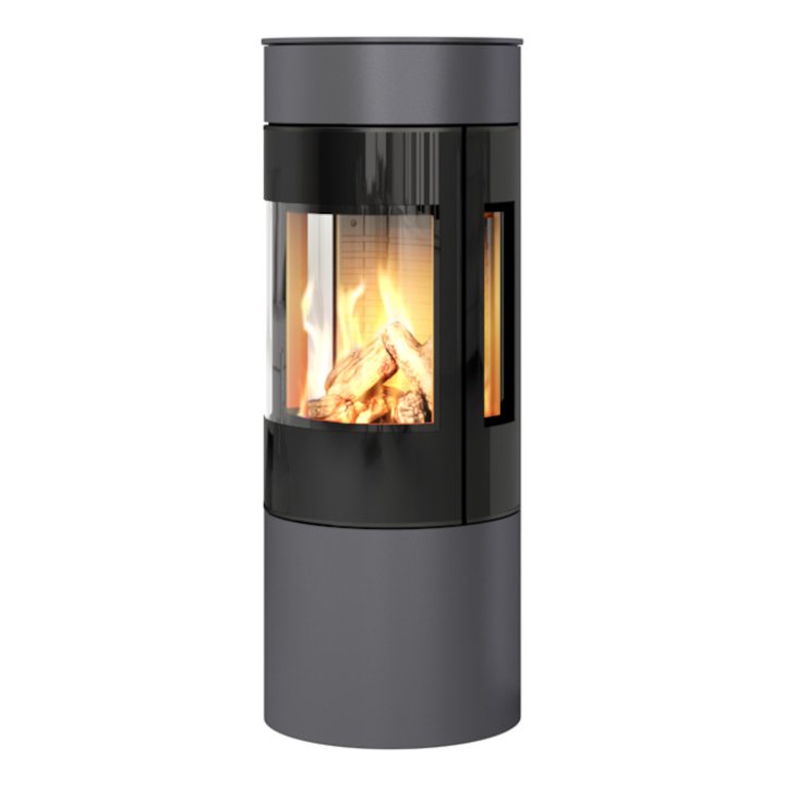 Rais Viva 120L Balanced Flue Gas Stove Platinum Black Glass Framed Door Side Glass Windows - Platinum